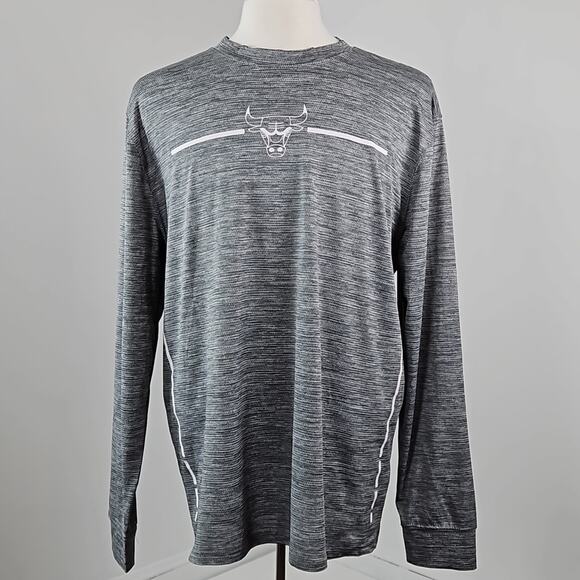 NBA Chicago Bulls Gray Long-Sleeve Performance Shirt | Men's XL - Picture 1 of 14